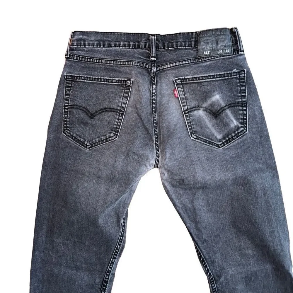 Levi's Men's Washed Black Slim Fit Denim Jeans - Size 33x32